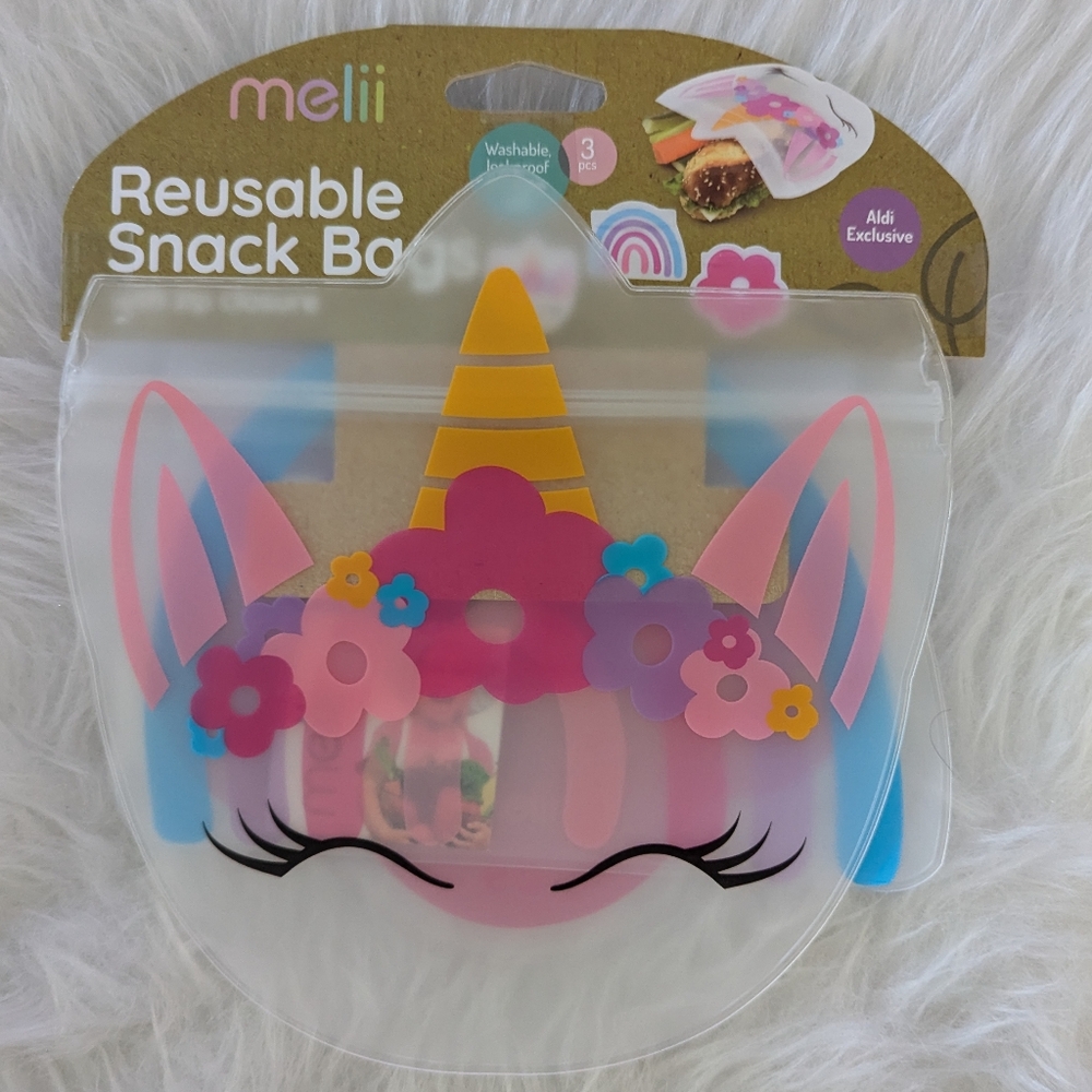 Reusable Snack Bags Perfect On The Go 3 Pk with Zip Closure